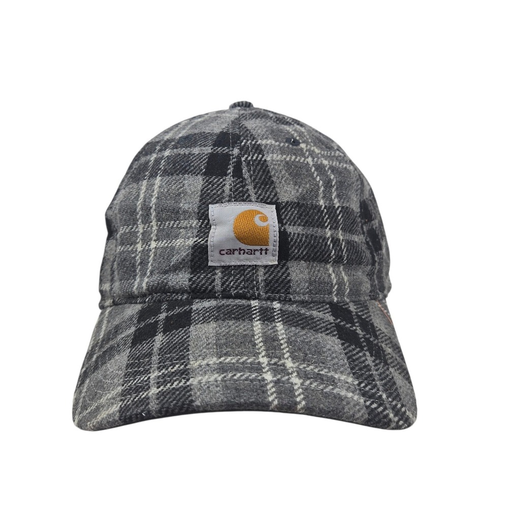 Carhartt Plaid Wool Blend Adjustable Hat Grey Black OSFM 100148 022 FA12 Cap